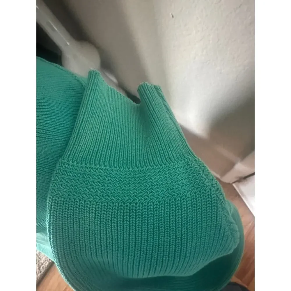 Vintage 80s Lands End Made in USA Cotton Henley Sweater Emerald Green XL Long